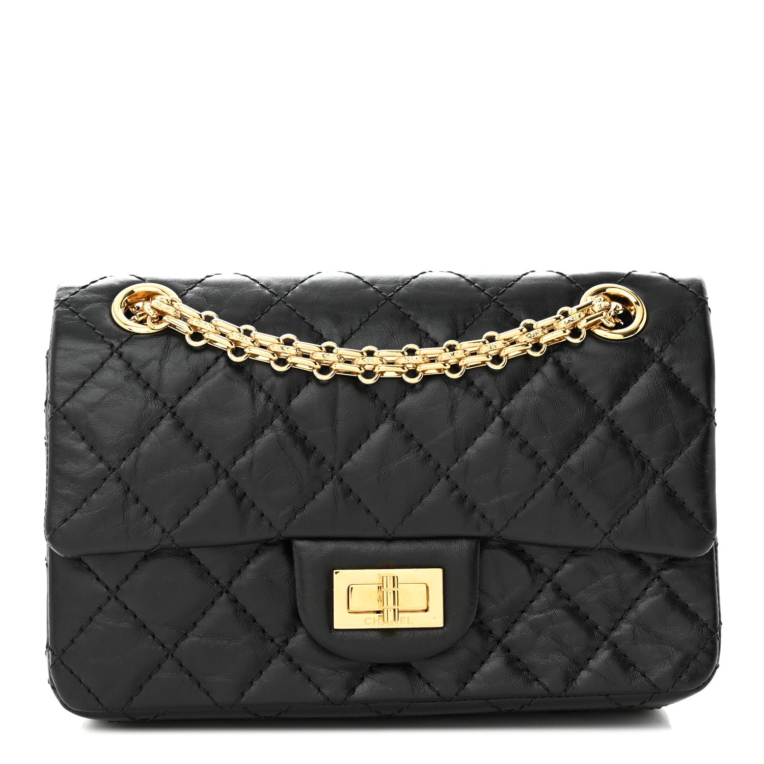 Chanel Aged Calfskin Quilted 2.55 Reissue Mini Flap Black 1 of 11