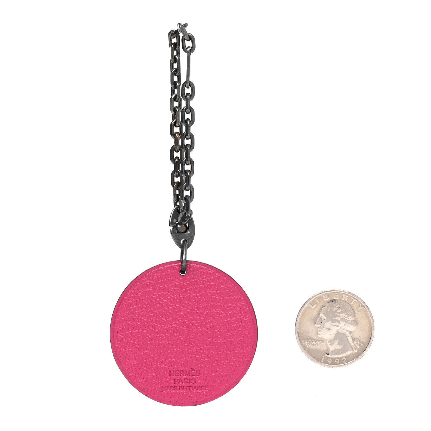 Hermes Chevre Mysore Pig Key Chain Pink Rose Shocking 2 of 4