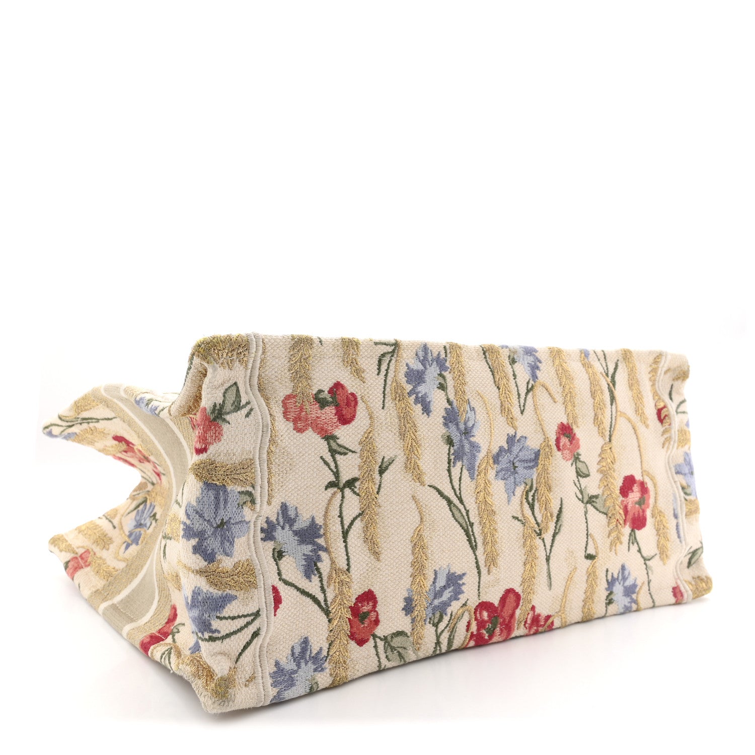 Christian Dior Canvas Embroidered Medium Hibiscus Book Tote Beige Multicolor 4 of 10