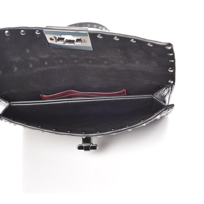 Valentino Garavani Craquele Nappa Rockstud Spike Crossbody Bag Black 7 of 10