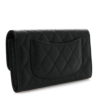 Chanel Caviar Quilted Large Gusset Flap Wallet Black 3 of 10