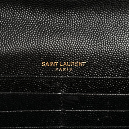 Saint Laurent Grain De Poudre Matelasse Chevron Monogram Flap Wallet Black 6 of 13