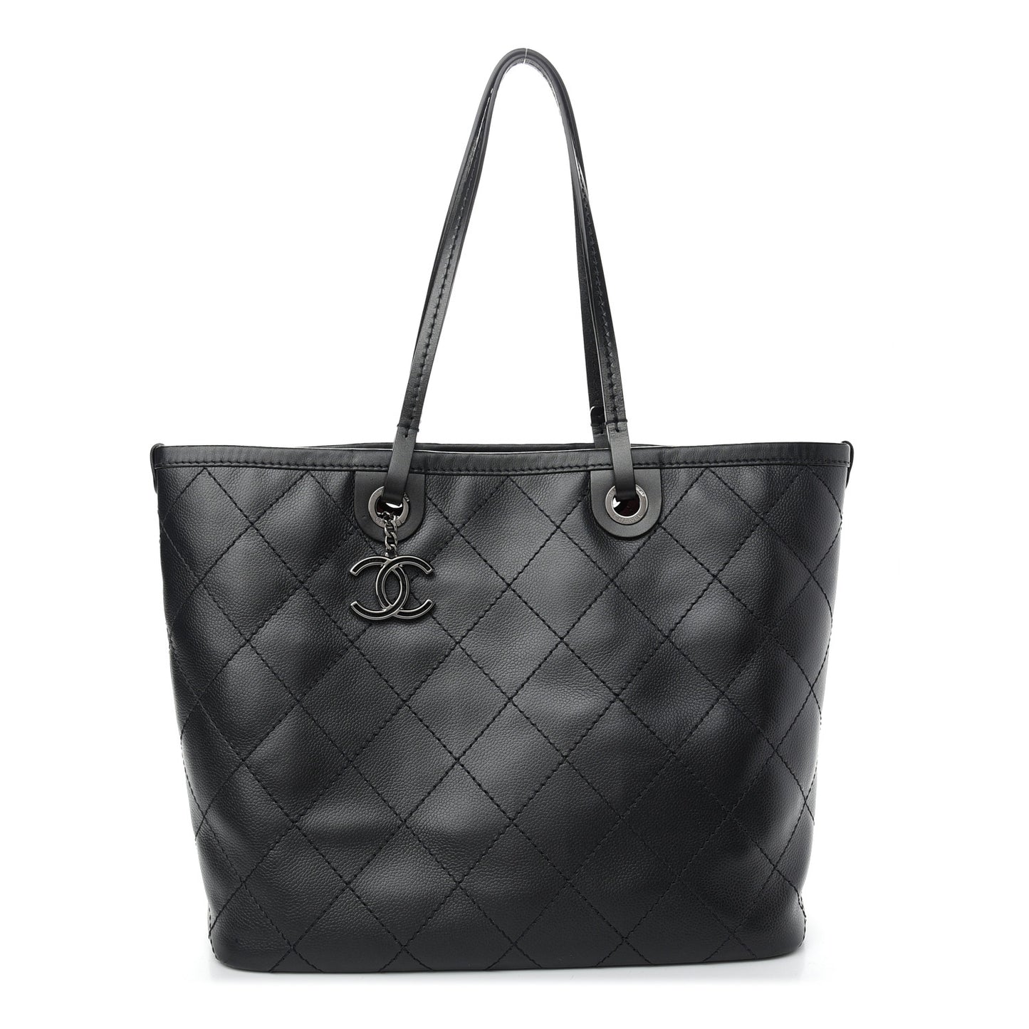 Grained Calfskin Shopping Fever Tote Black