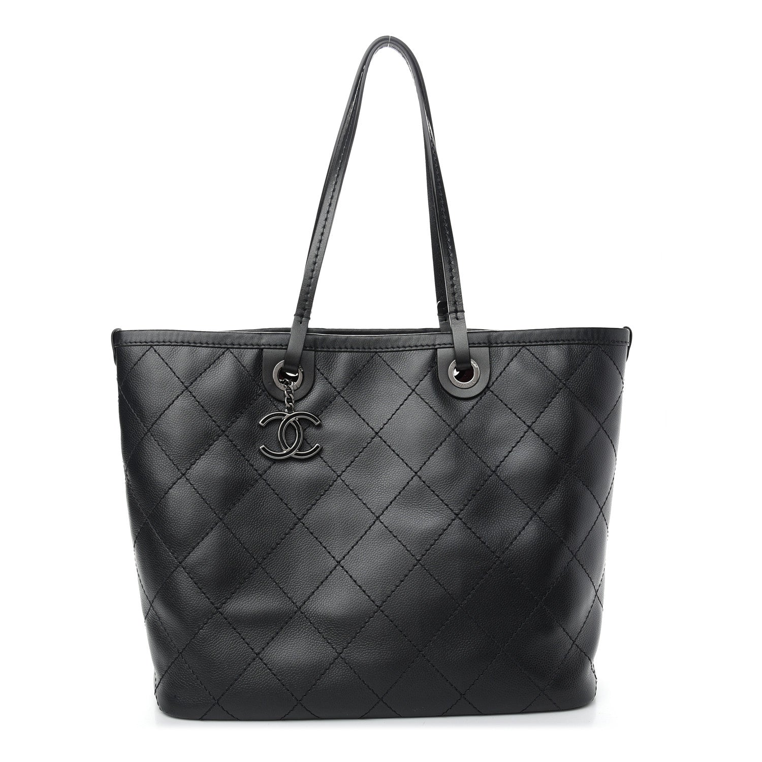 Chanel Grained Calfskin Shopping Fever Tote Black 3 of 10