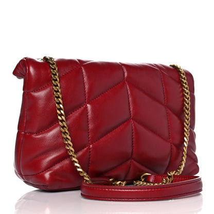 Saint Laurent Lambskin Quilted Toy Loulou Puffer Monogram Chain Satchel Red 3 of 14