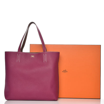 Hermes Taurillon Clemence Double Sens 45 Reversible Tote Marron D'Inde Tosca 9 of 9