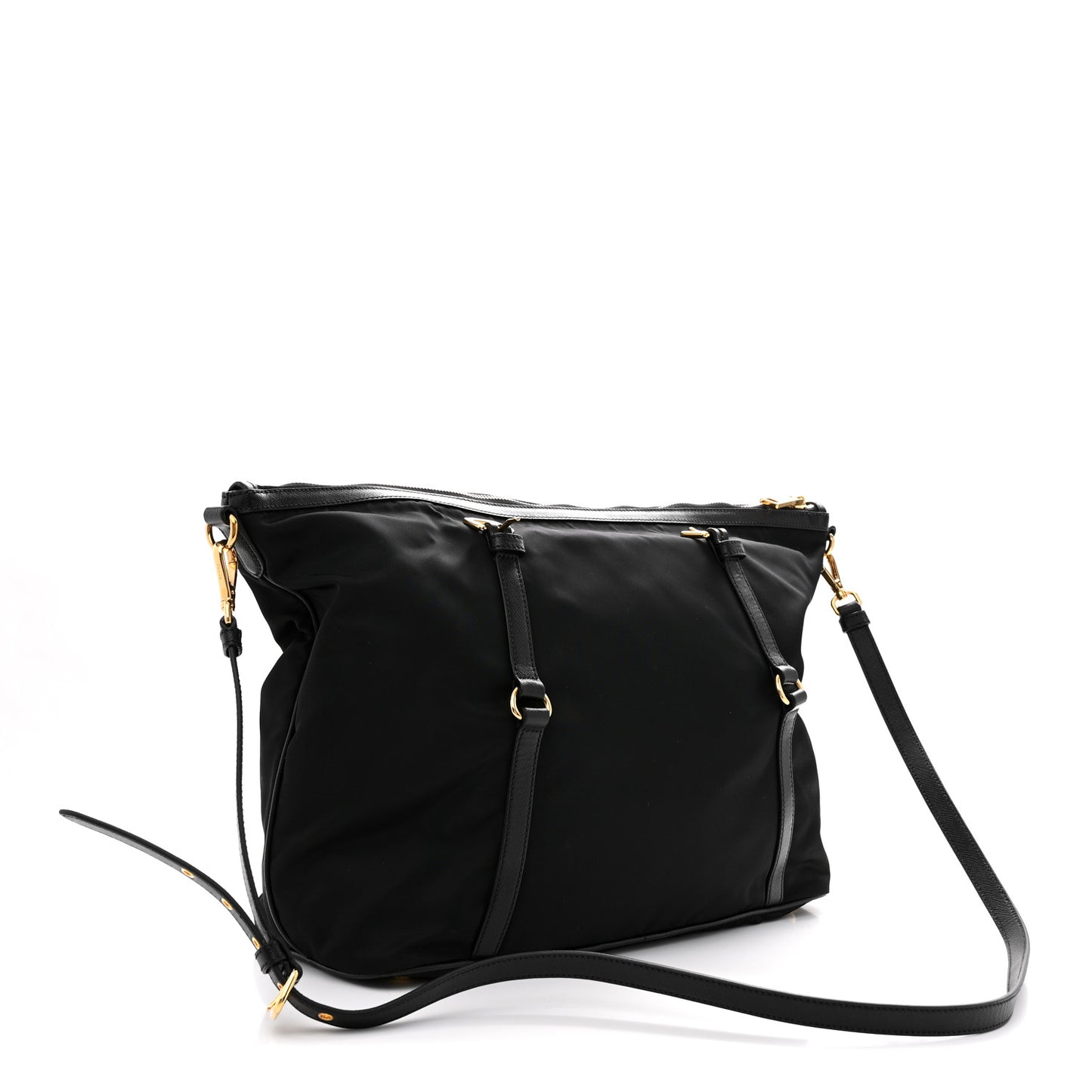 Saffiano Tessuto Nylon Shopping Tote Black