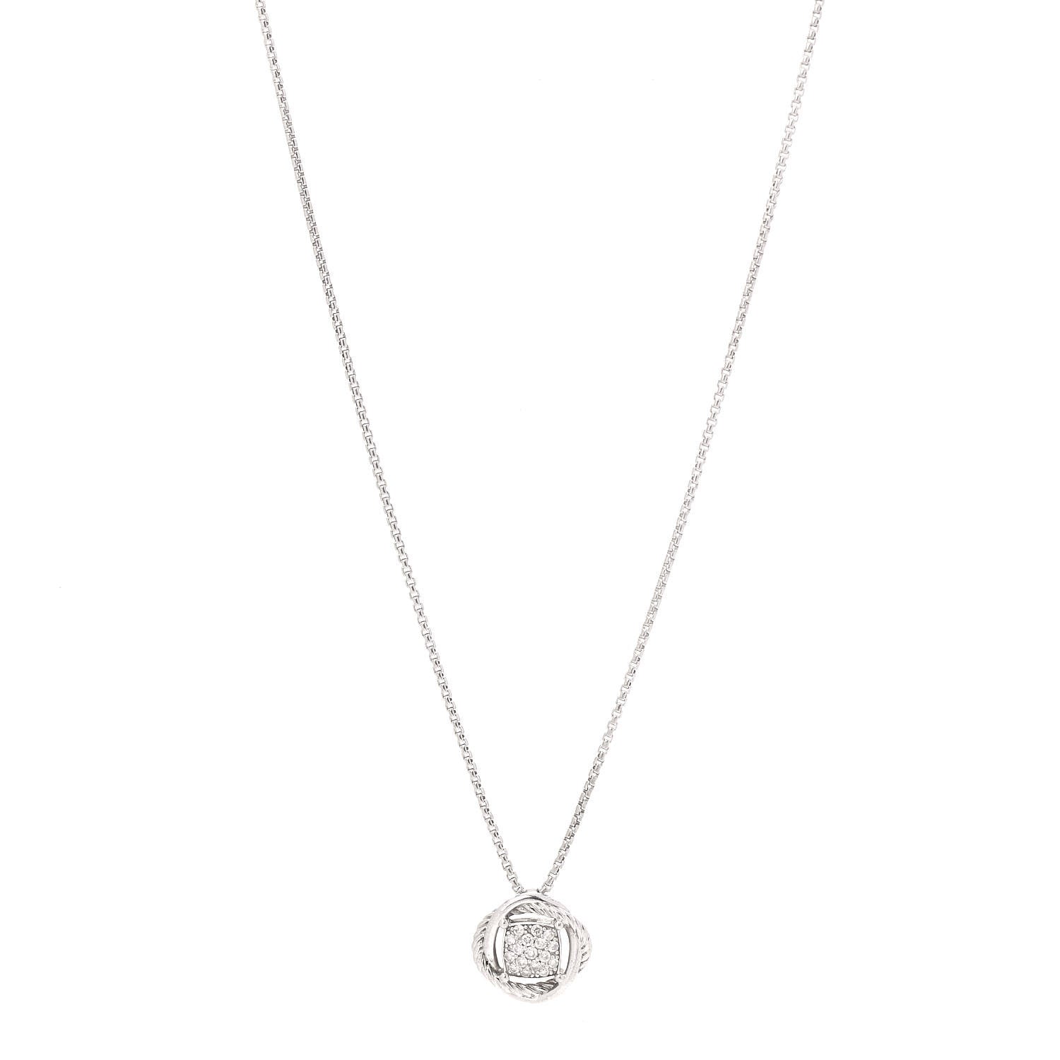 David Yurman Sterling Silver Diamond 7mm Infinity Pendant Necklace 1 of 5