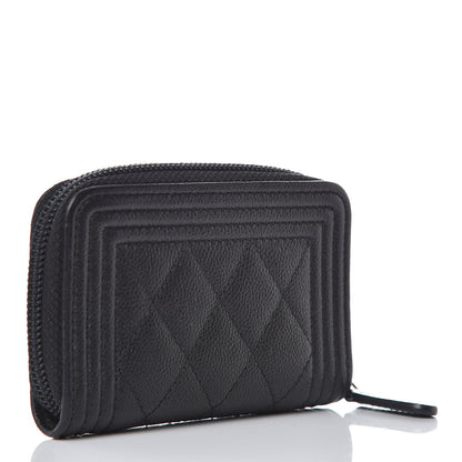Chanel Caviar Quilted Boy Zip Around Coin Purse Wallet Black 3 of 7