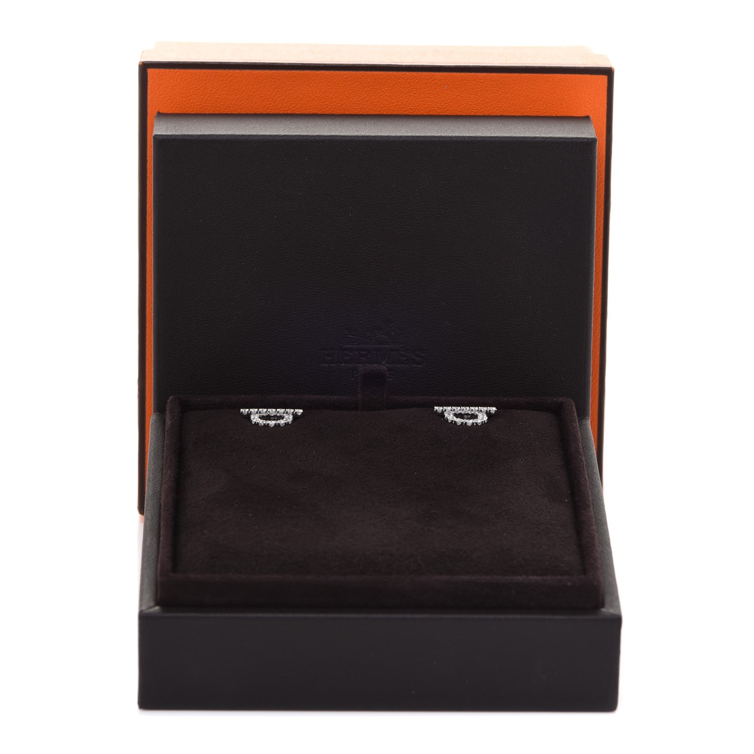 Hermes 18K White Gold Diamond Finesse Earrings 5 of 5