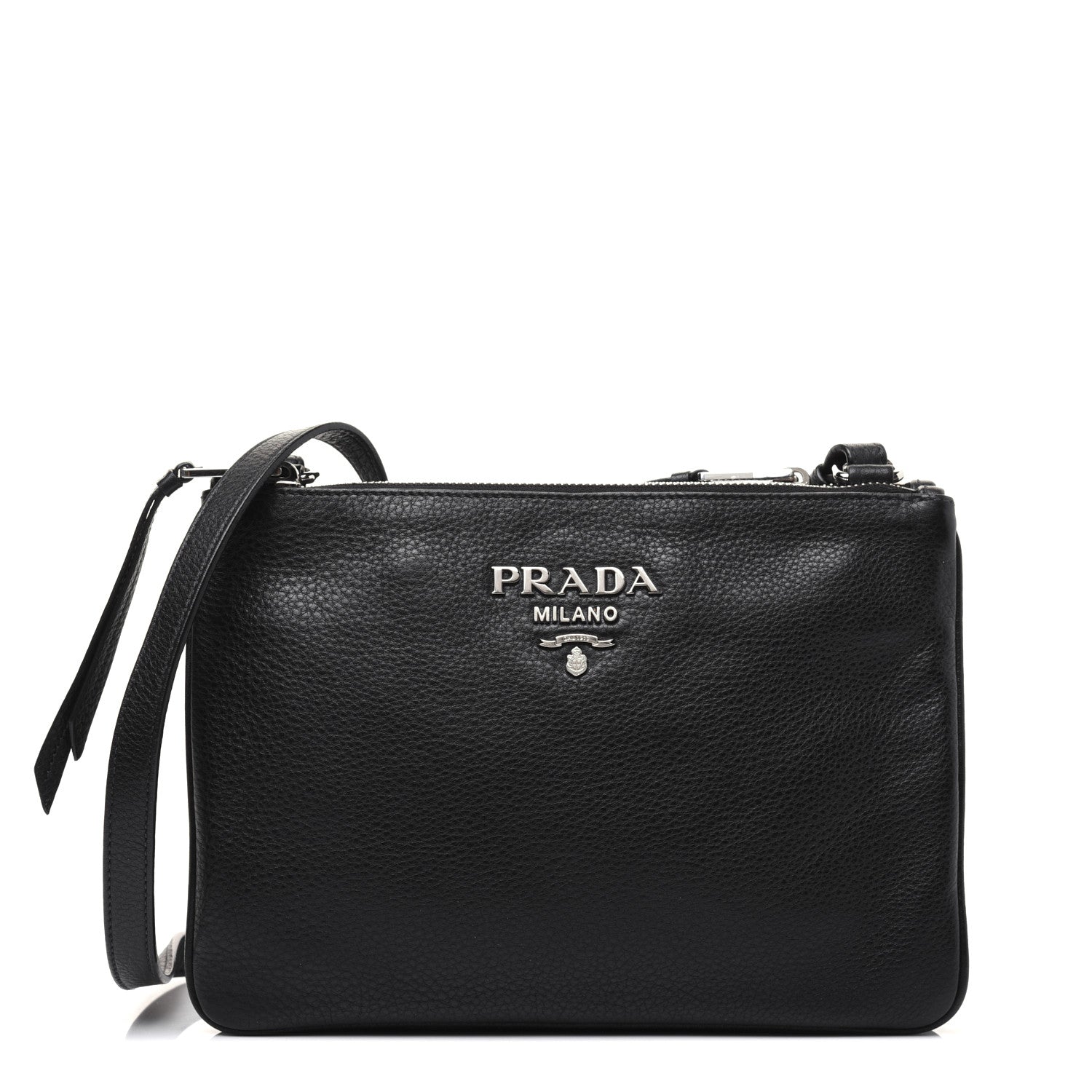 Prada Vitello Phenix Double Zip Crossbody Bag Black 1 of 18