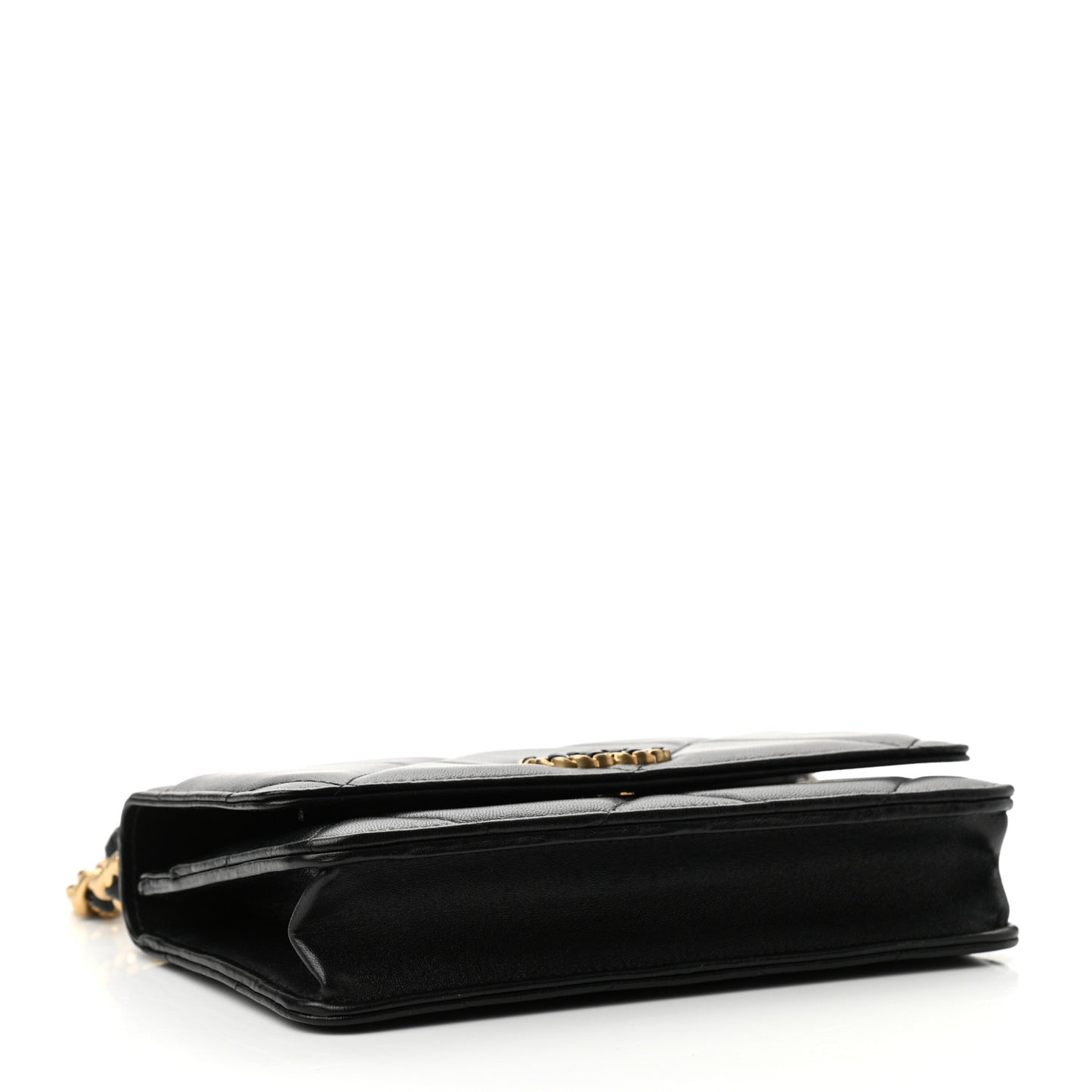 Lambskin Quilted Chanel 19 Wallet On Chain WOC Black