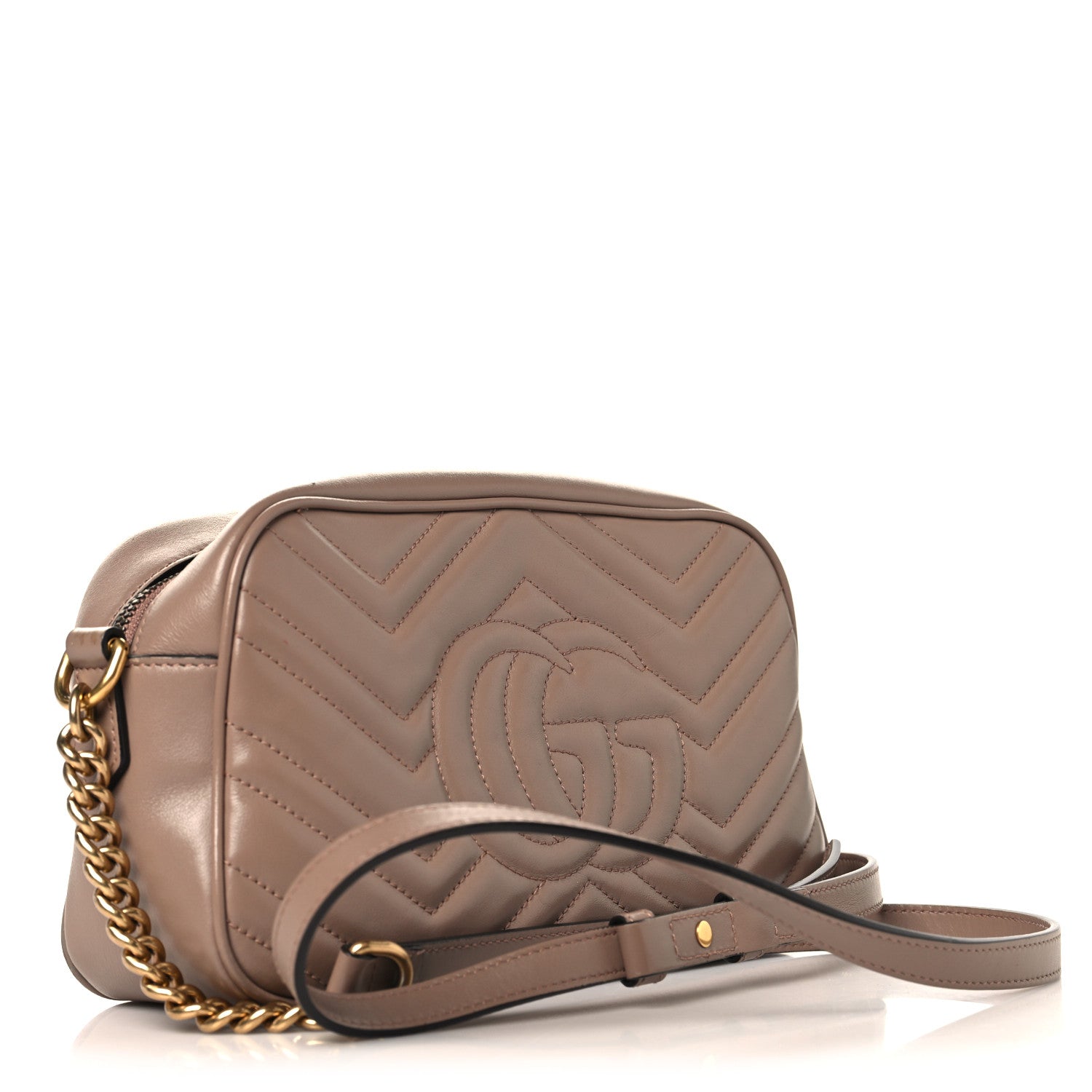 Gucci Calfskin Matelasse Small GG Marmont Chain Shoulder Bag Porcelain Rose 3 of 13