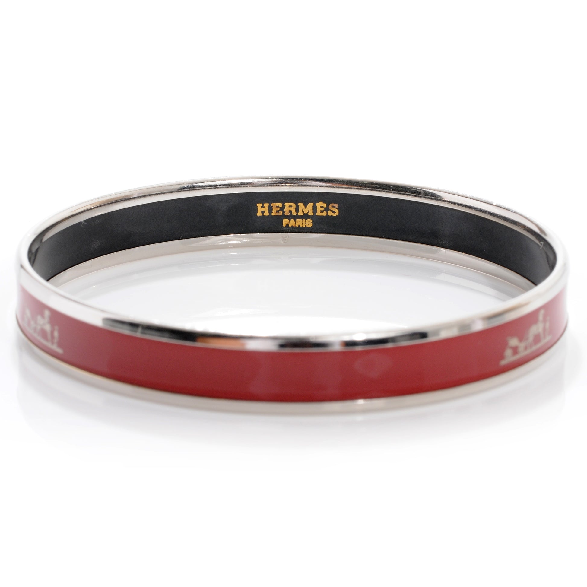 Hermes Enamel Narrow Caleche Bracelet PM 65 Red 3 of 5