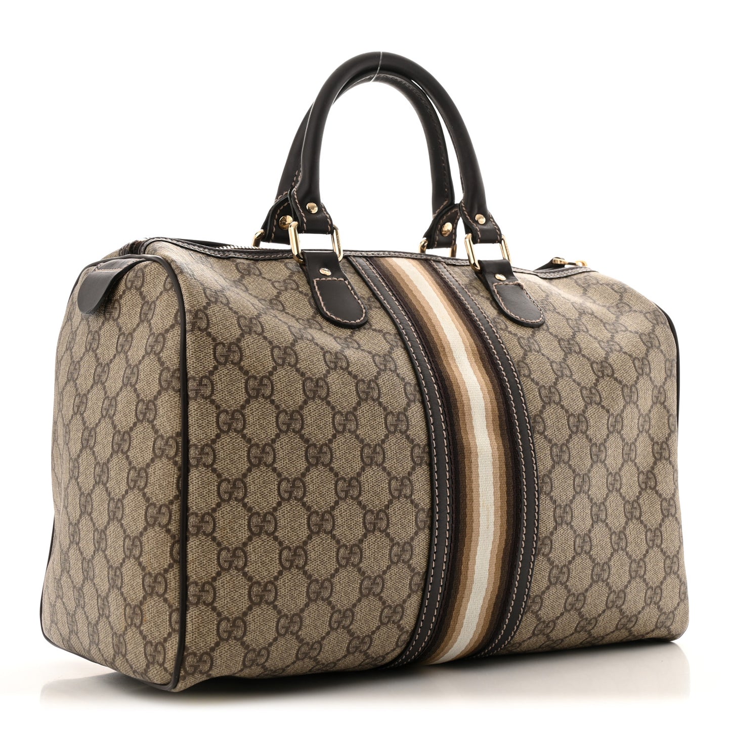 GG Plus Monogram Web Medium Joy Boston Dark Brown