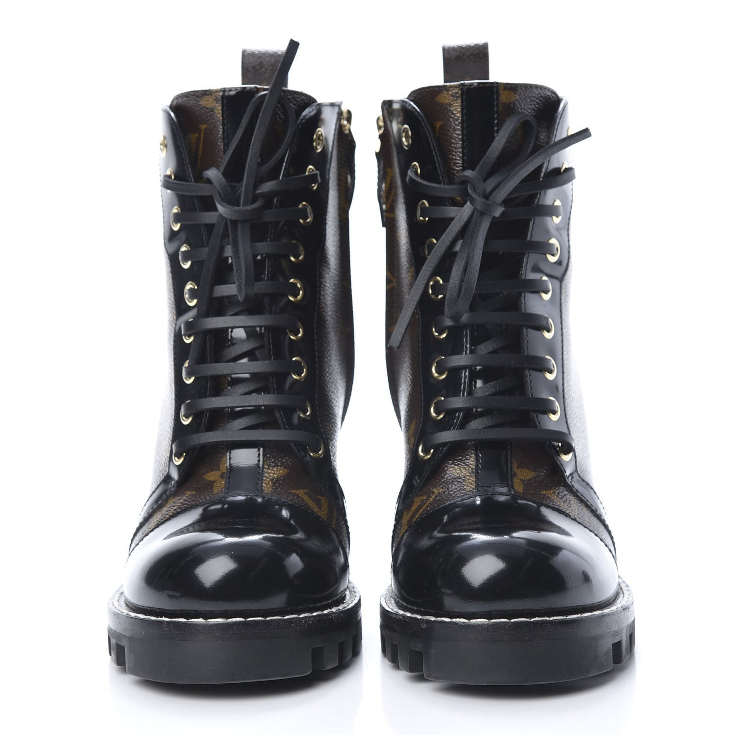 Patent Calfskin Monogram Star Trail Ankle Boots 39 Black