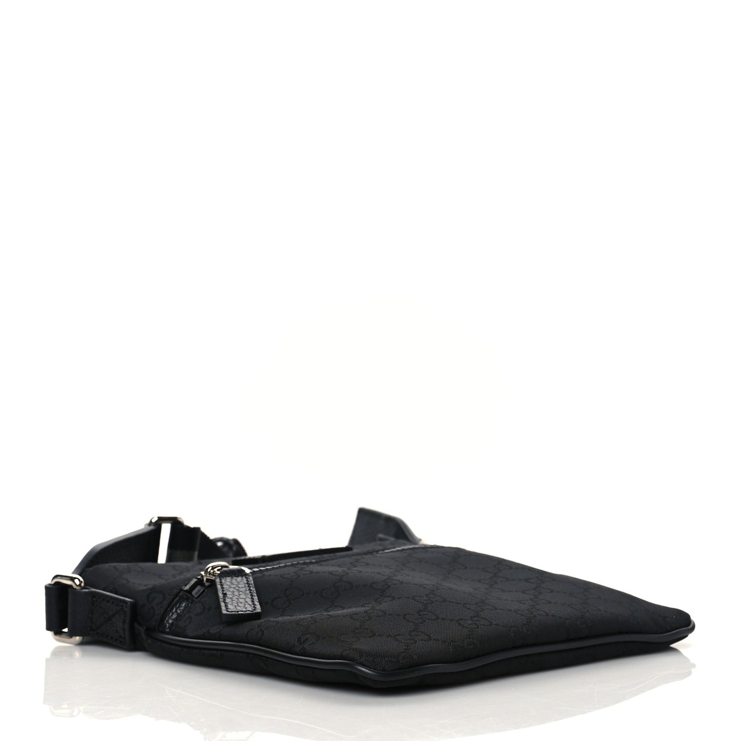 Nylon Monogram Mini Flat Messenger Bag Black
