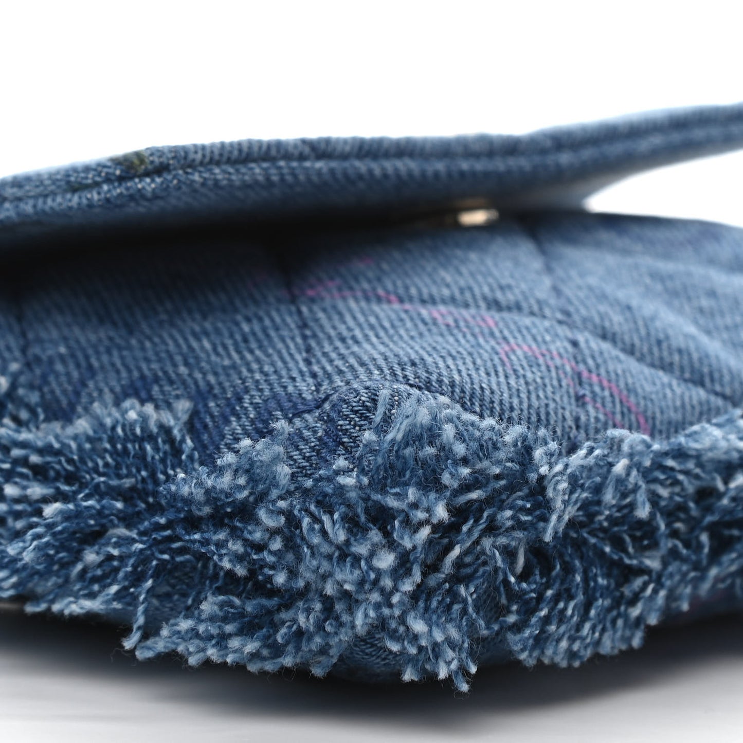 Denim Quilted Denim Mood Clutch With Chain Blue Multicolor