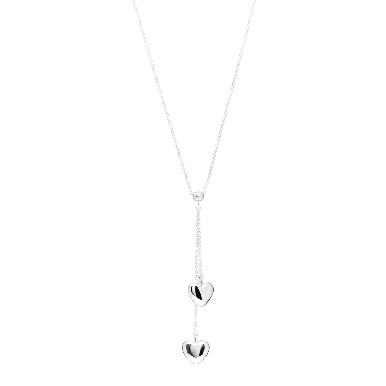 Tiffany Sterling Silver Double Heart Lariat Pendant Necklace 1 of 4