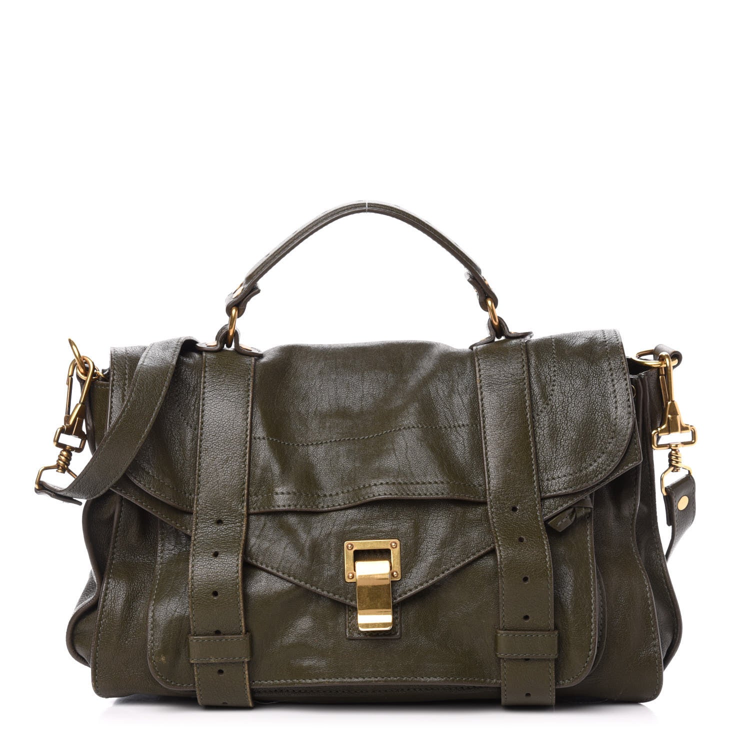 Proenza Schouler Lambskin PS1 Medium Satchel Military 1 of 15