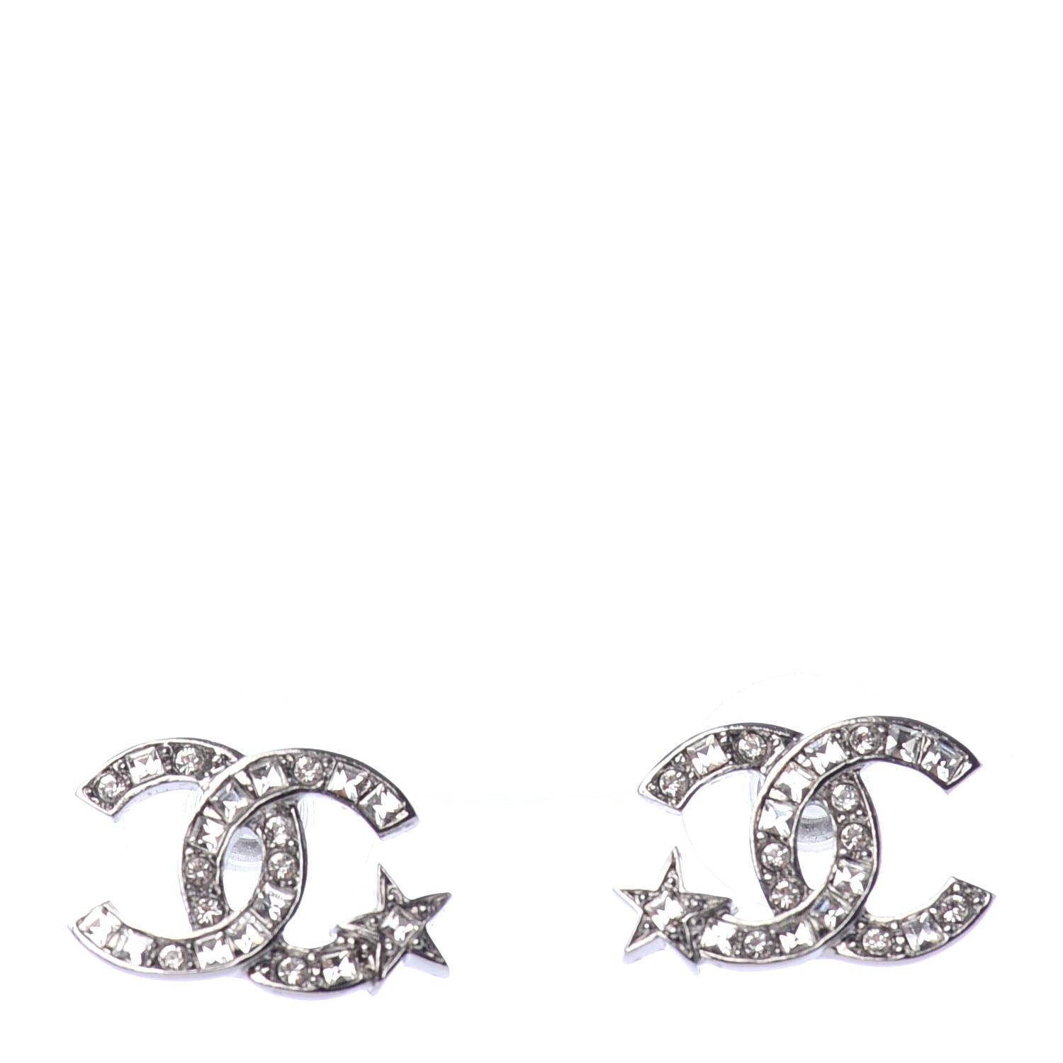 Chanel Crystal CC Starfall Earrings Silver 1 of 4
