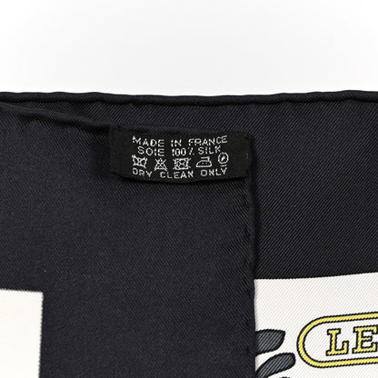 Hermes Silk Les Leopards Scarf 90 Black Blanc Jaune D'Or 3 of 8