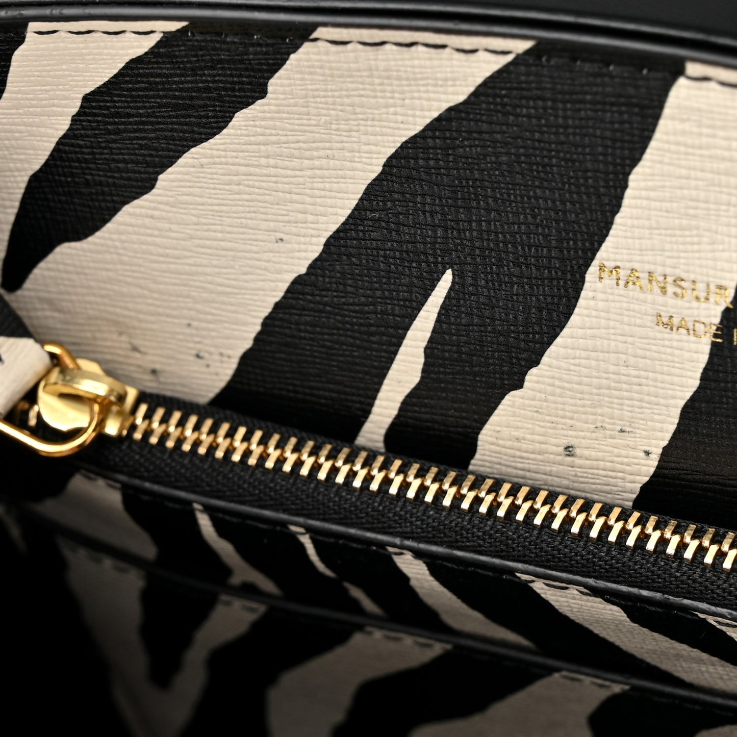 Saffiano Zebra Print Mini Lady Bag Black White