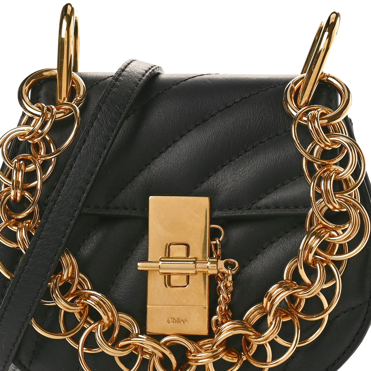 Chloe Calfskin Quilted Nano Drew Bijou Shoulder Bag Black 7 of 9