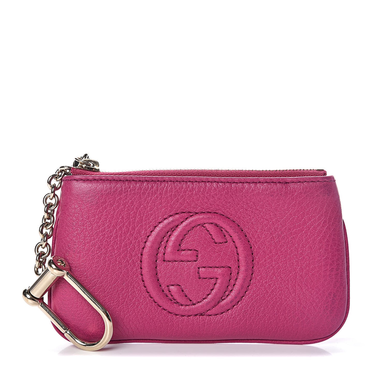 Pebbled Calfskin Soho Key Case Bright Bougainvillea