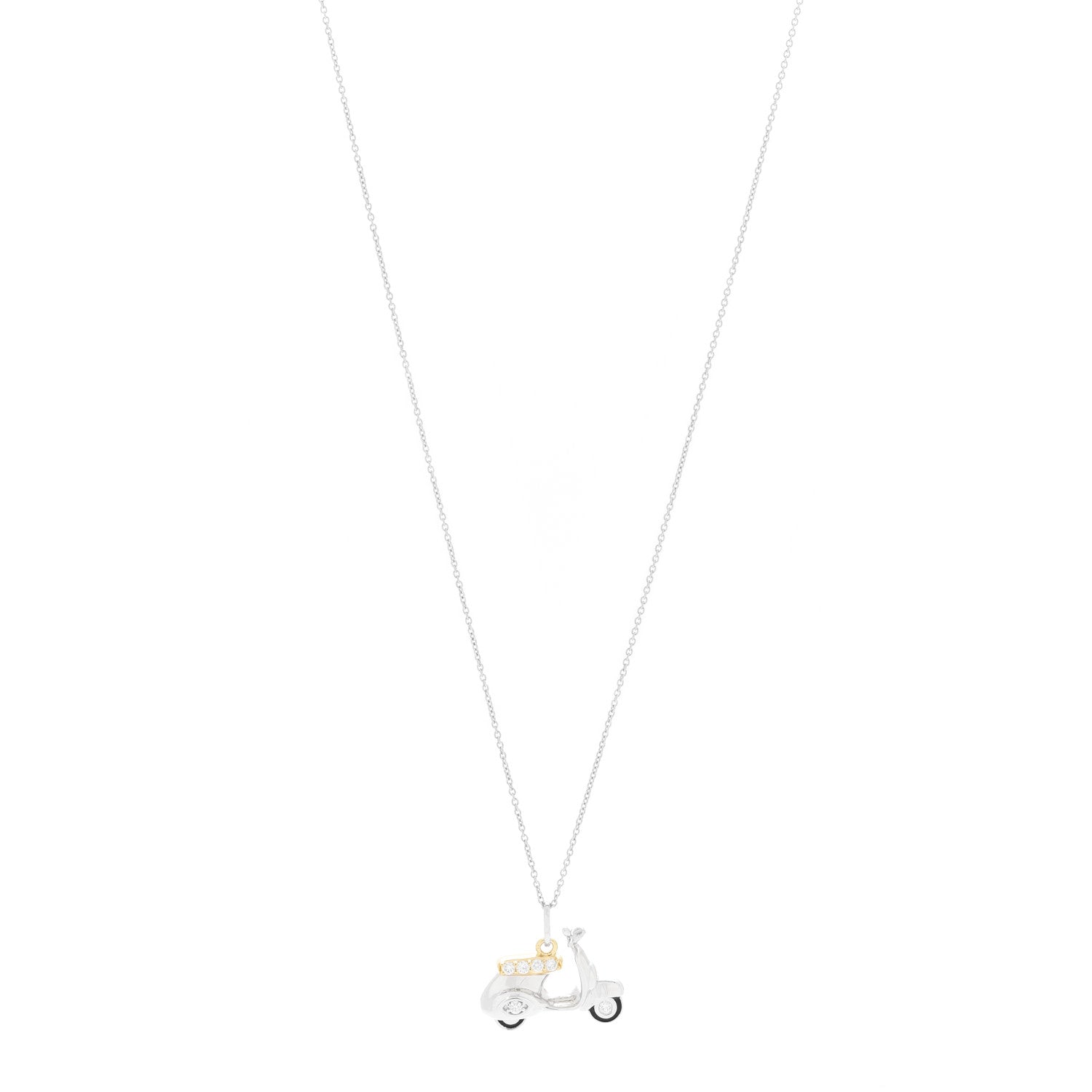Roberto Coin 18K White Yellow Gold Diamond Scooter Pendant Necklace 1 of 6