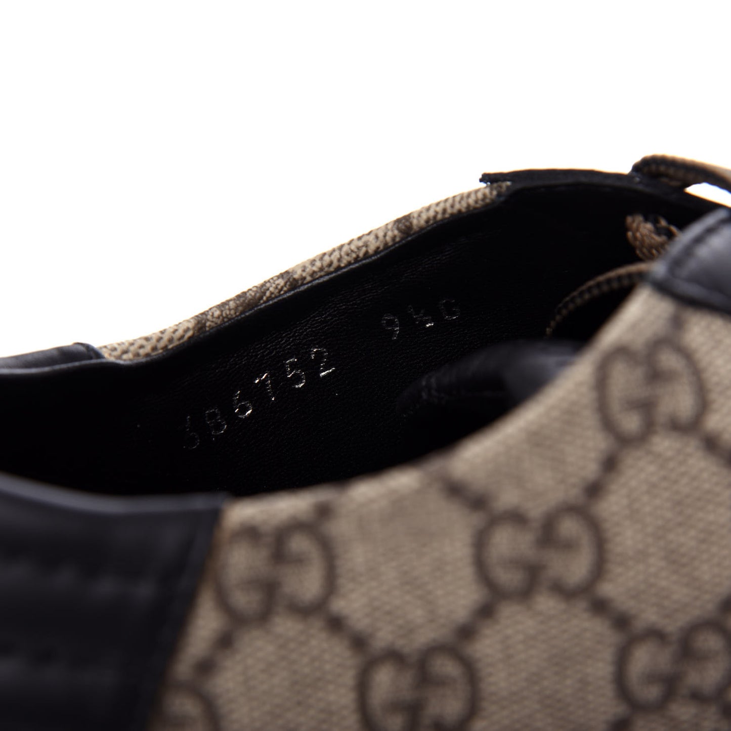 GG Supreme Monogram Mens Low Top Sneakers 9.5 Black Beige Ebony