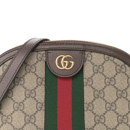 Gucci GG Supreme Monogram Textured Dollar Calfskin Web Small Ophidia Dome Shoulder Bag Beige Ebony New Acero 8 of 16