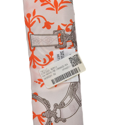 Hermes Silk Etriers Remix Twilly Verveine Orange Kaki 4 of 4
