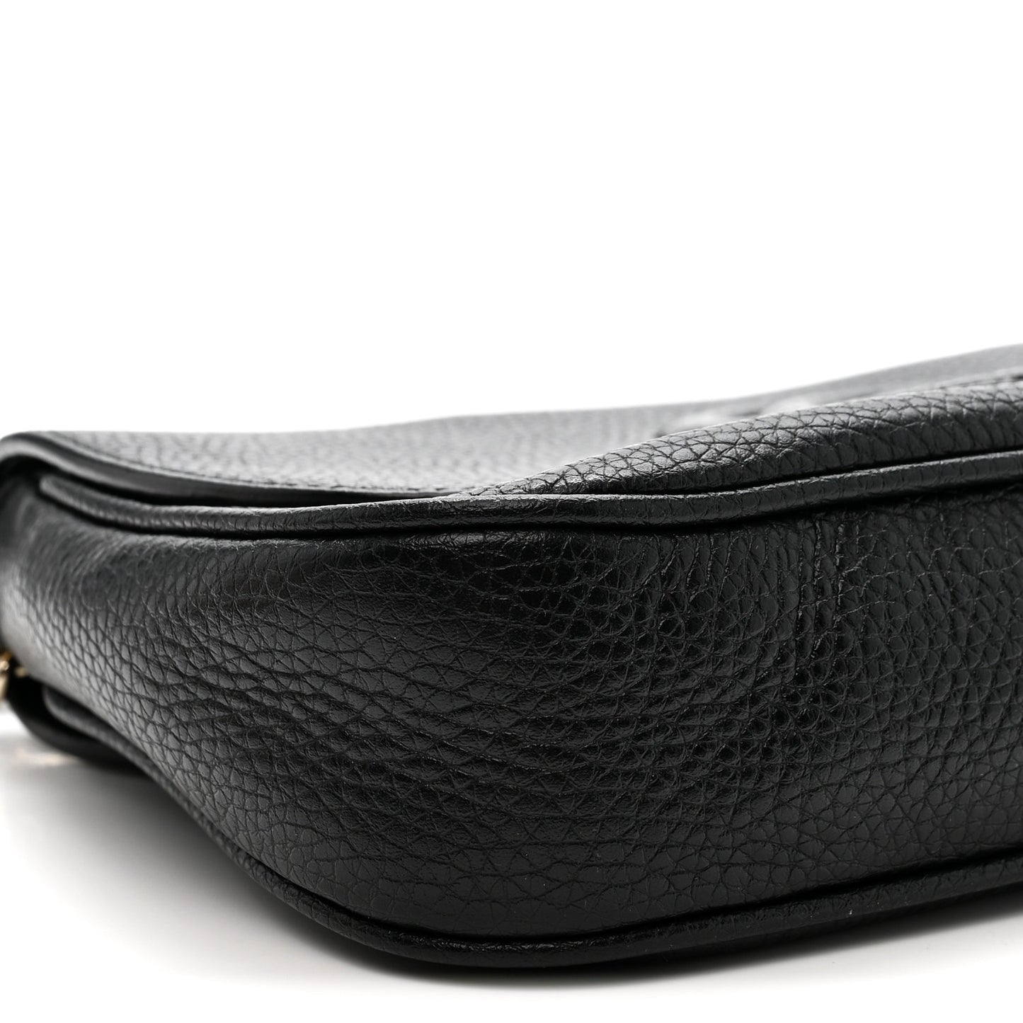 Pebbled Calfskin Medium Soho Flap Crossbody Black