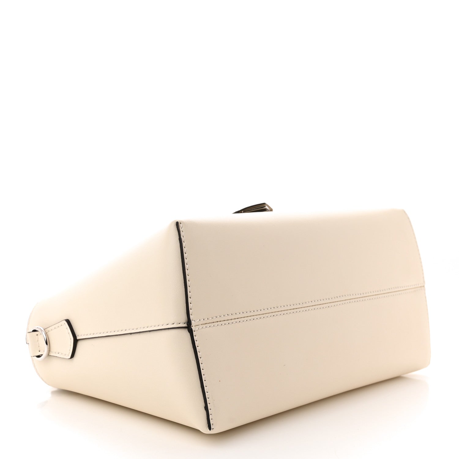 Fendi Vitello King Logo Embossed Medium By The Way Boston Bag White Ice 4 of 12