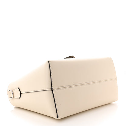 Fendi Vitello King Logo Embossed Medium By The Way Boston Bag White Ice 4 of 12