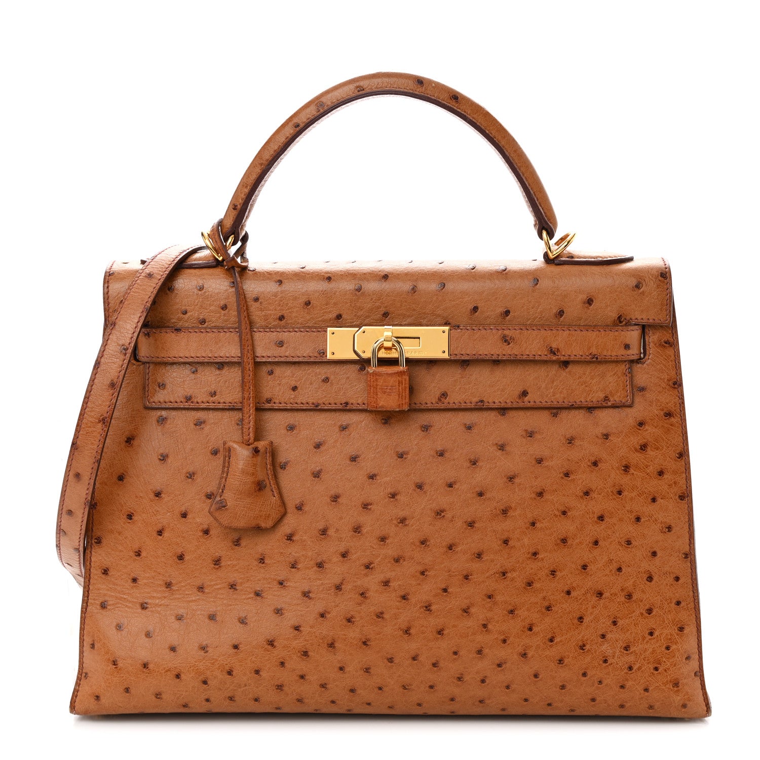 Hermes Ostrich Kelly Sellier 32 Gold 1 of 18