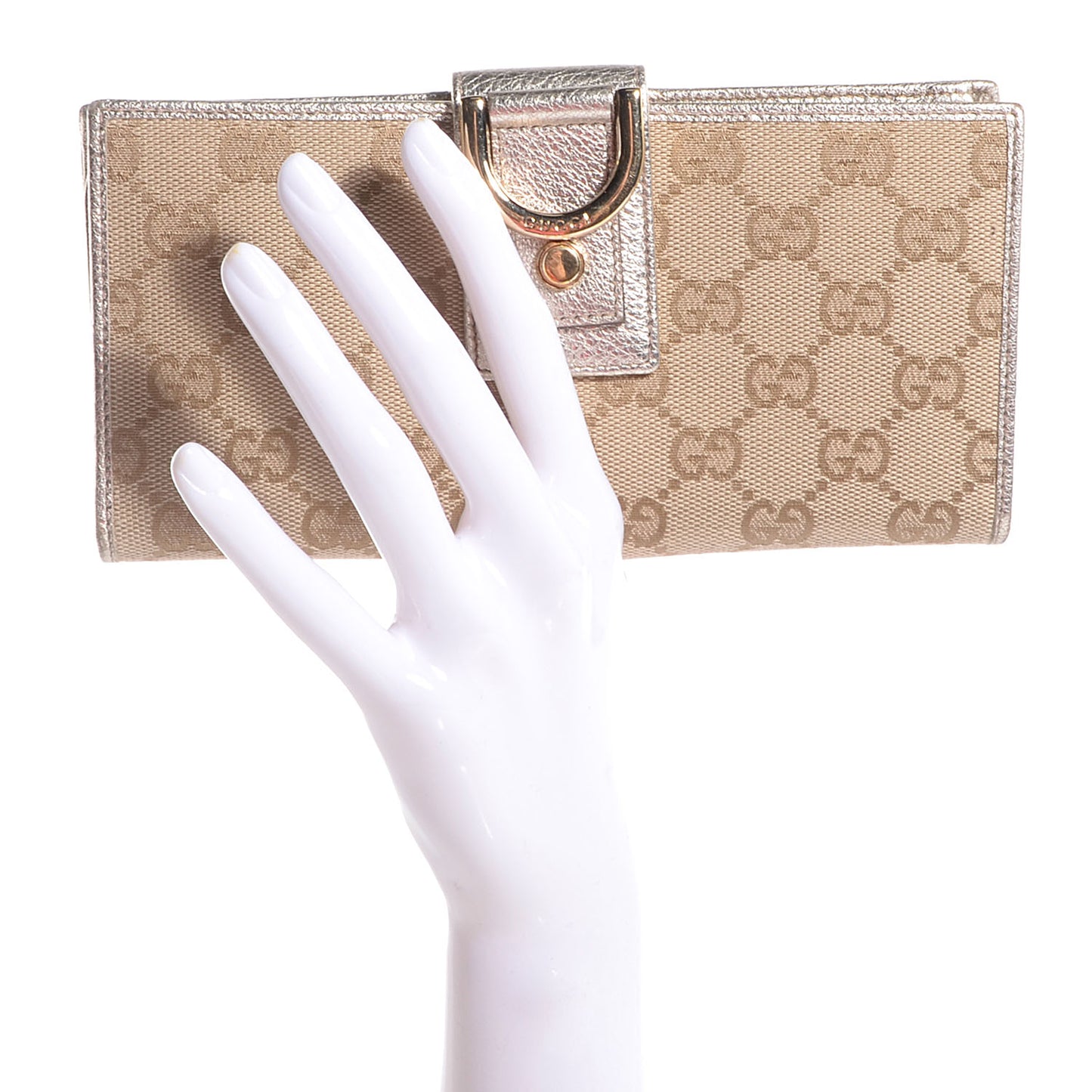 Monogram D Ring Continental Wallet Silver