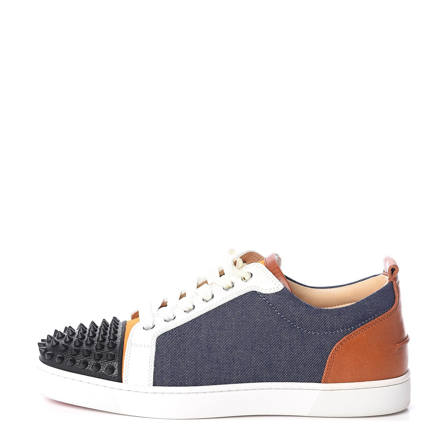 Christian Louboutin Denim Veau Velours Nappa Mens Louis Junior Spikes Flat Sneakers 41 Blue Full Moon Multicolor 1 of 7