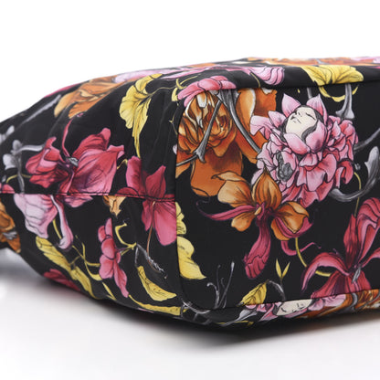 Prada Tessuto Nylon Saffiano Floral Print Tote Black 9 of 10