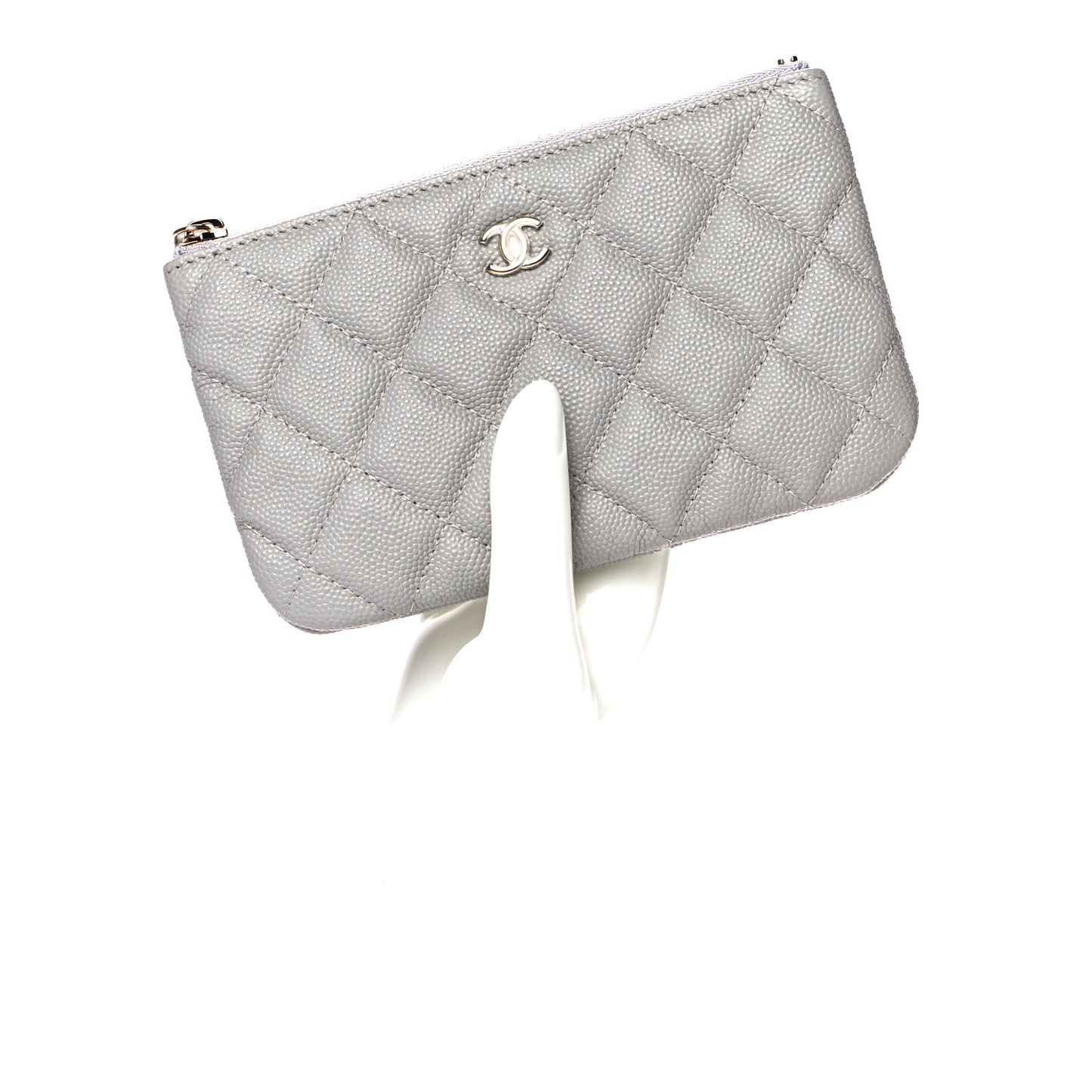 Caviar Quilted Small Cosmetic Case Grey