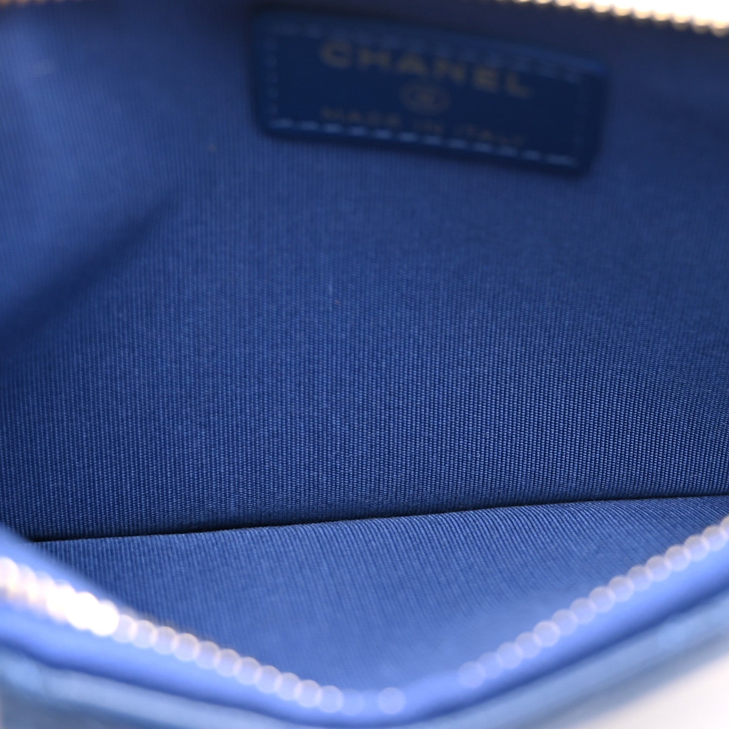Chanel Shiny Goatskin Quilted Chanel 19 Flat Wallet Pouch Blue 5 of 7
