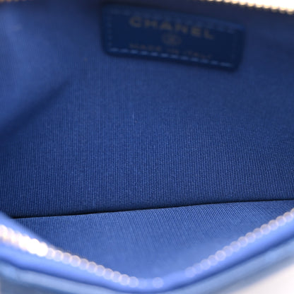 Chanel Shiny Goatskin Quilted Chanel 19 Flat Wallet Pouch Blue 5 of 7