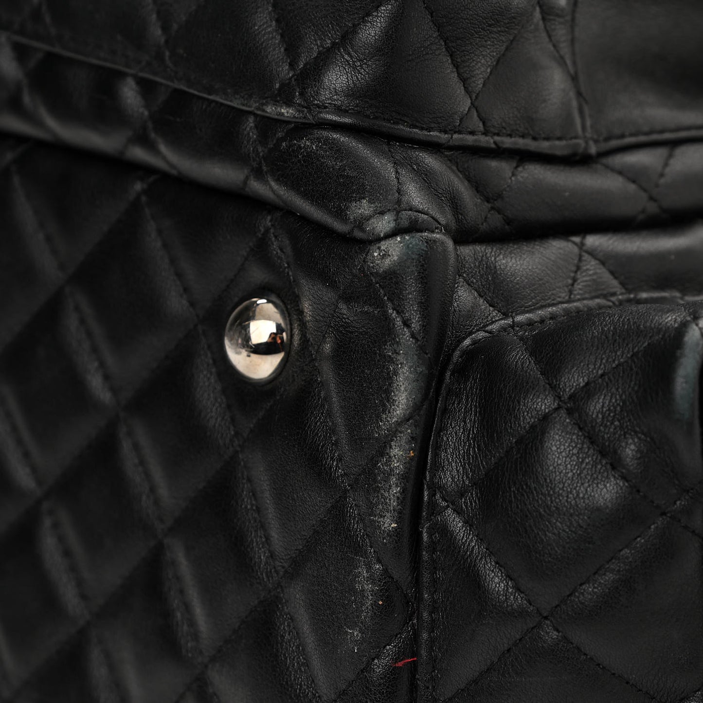 Calfskin Quilted Large Cambon Multipocket Reporter Black