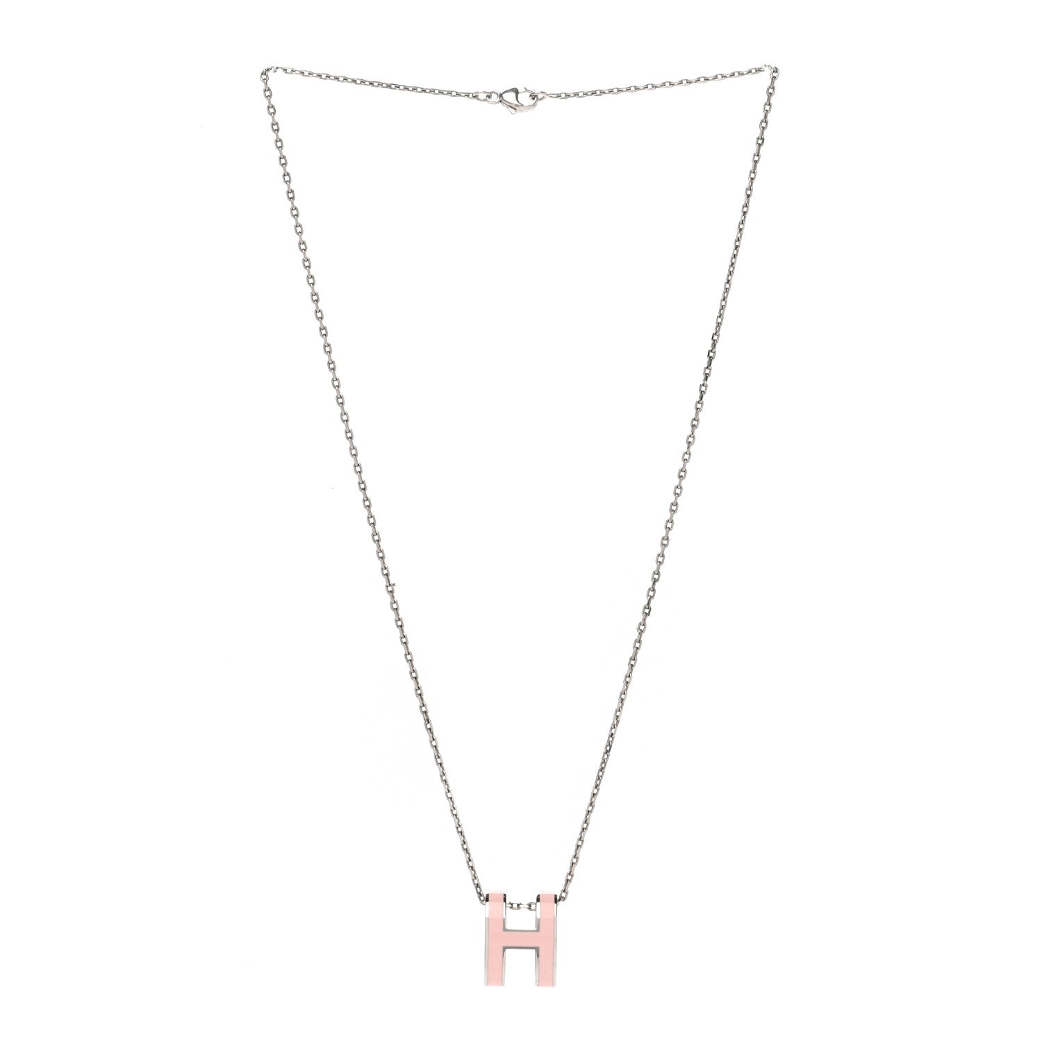Hermes Palladium Mini Pop H Pendant Necklace Rose Dragee 3 of 4