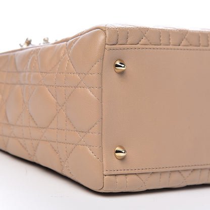 Christian Dior Lambskin Cannage Medium Lady Dior Beige 9 of 12