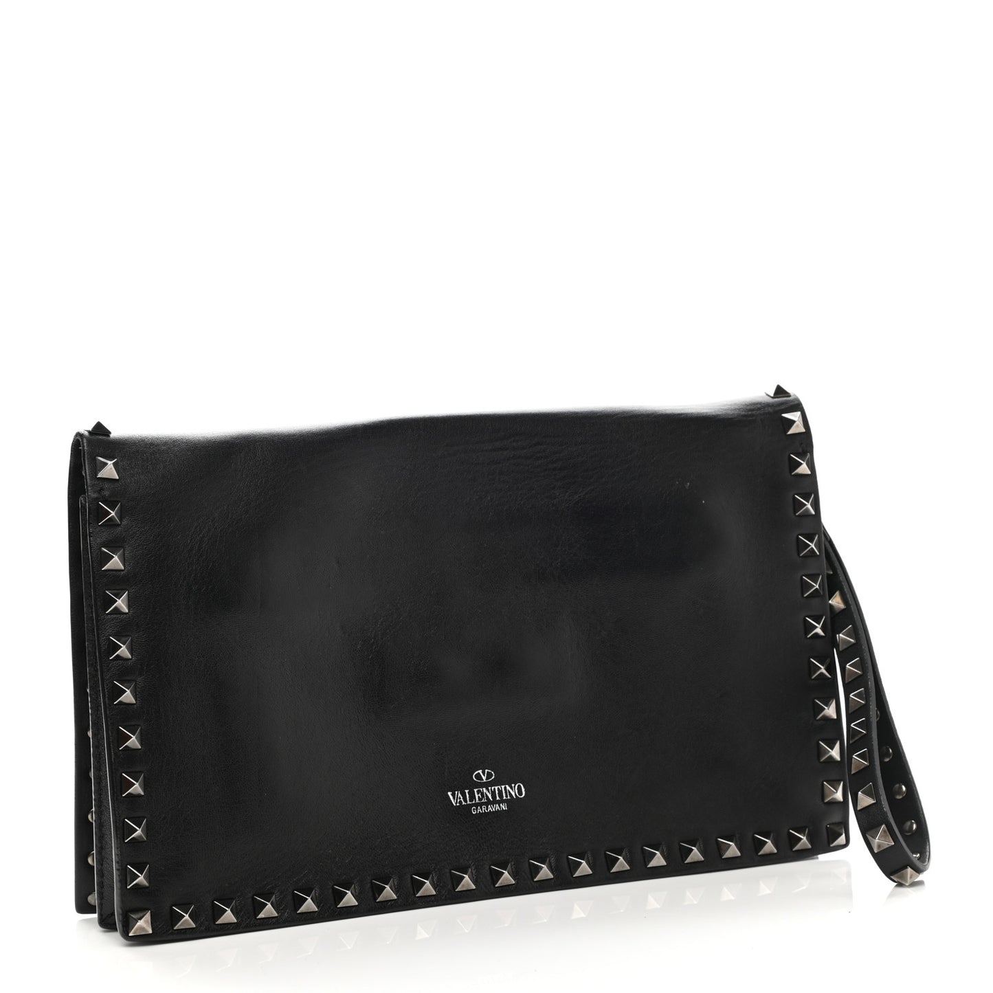 Nappa Rockstud Wristlet Clutch Black