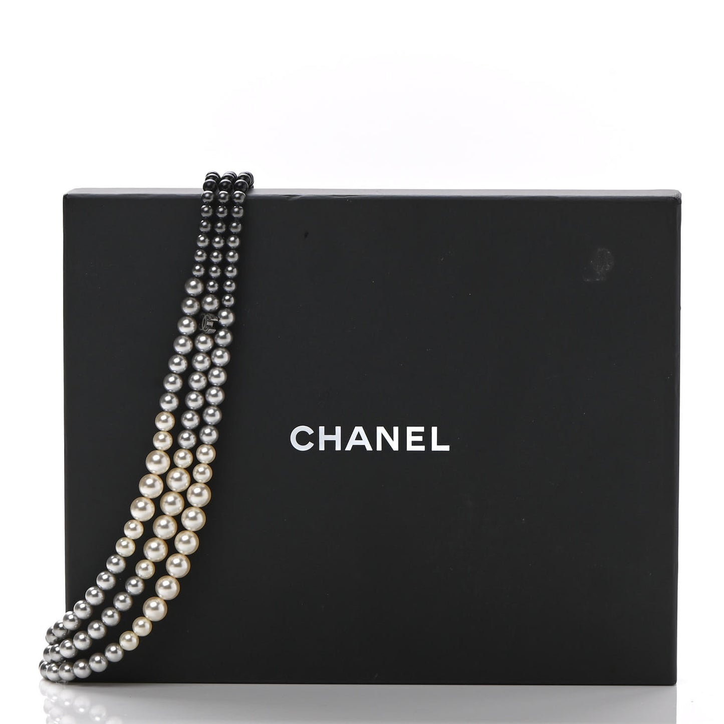 Graduated Pearl CC Multi Strand Short Necklace Ruthenium Grey Black