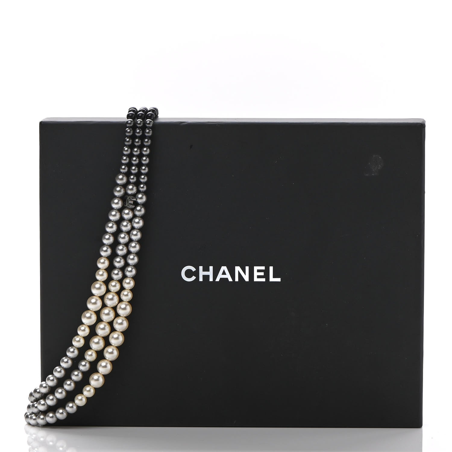 Chanel Graduated Pearl CC Multi Strand Short Necklace Ruthenium Grey Black 5 of 5