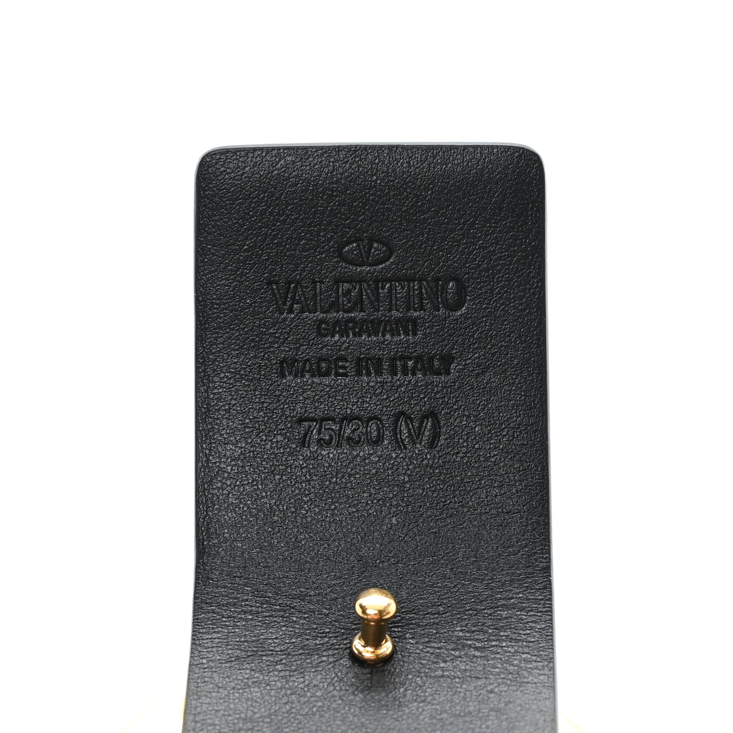 Glossy Calfskin Monochrome VLogo Belt 75 30 Black